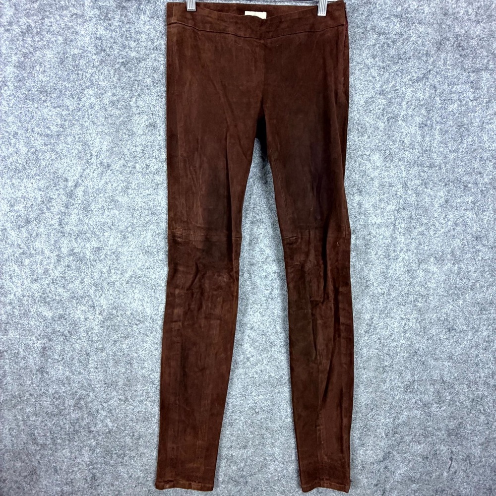 Joie Lamb Leather Pants Women 0 Brown Skinny Flat Front Suede Pull On Biker Boho